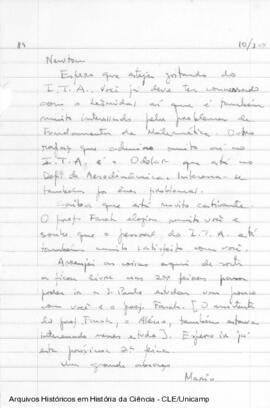 Carta de Mário Tourasse Teixeira