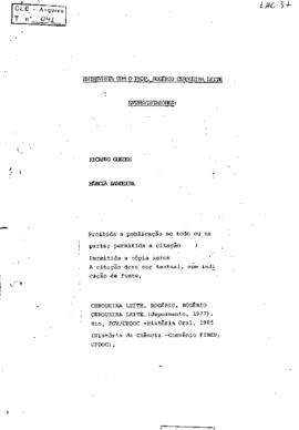 Depoimento de Rogério Cerqueira Leite, 1977